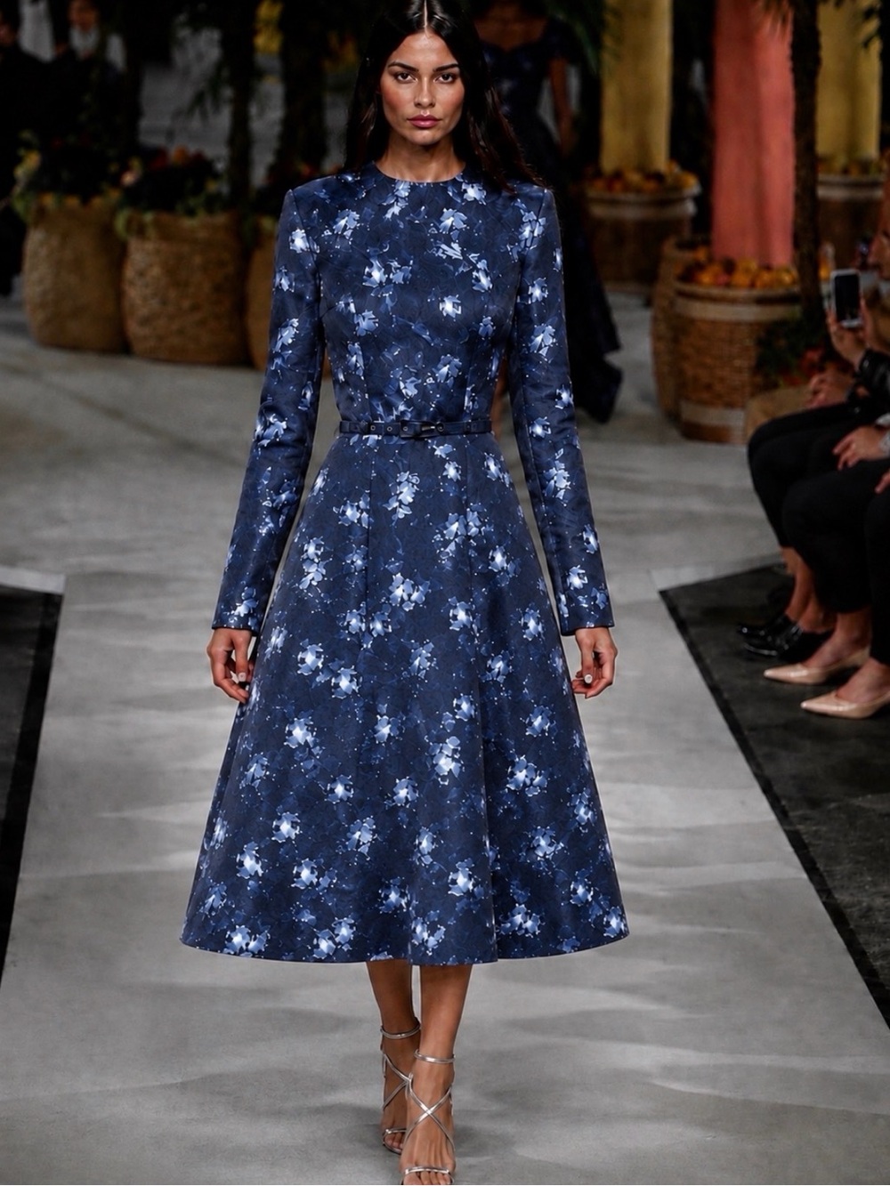 Emilia Wickstead Capucine Floral Taffeta Faille Belted Midi Dress Size 10
